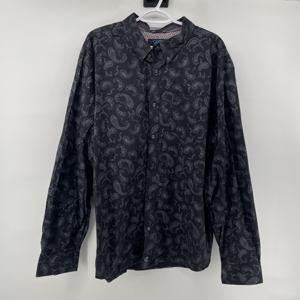 Cody James Core Shirt Mens XL Black Button Down Paisley